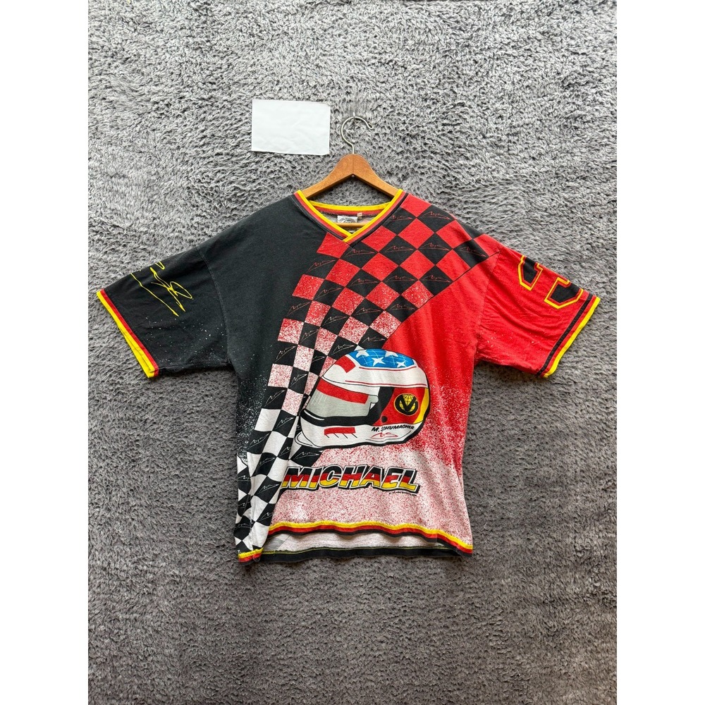 Vintage 1999 Michael Schumacher AOP Ferrari Formula 1 V-Neck T-Shirt XL
